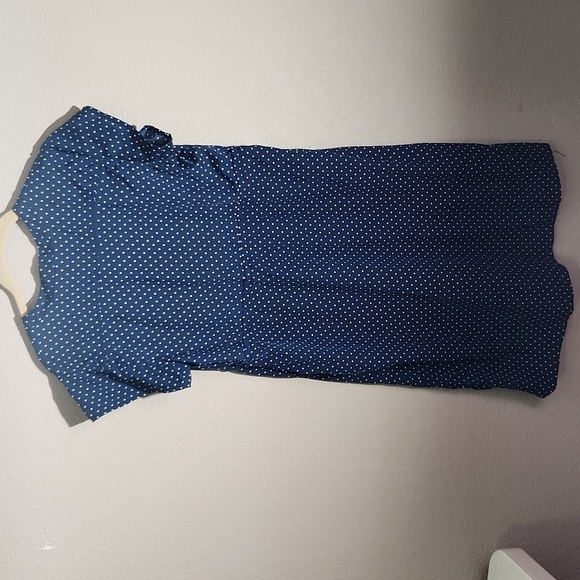 Times Womens DressMaternity Mize M Polka-dot Navy Blue Tie Waste - Picture 5 of 10